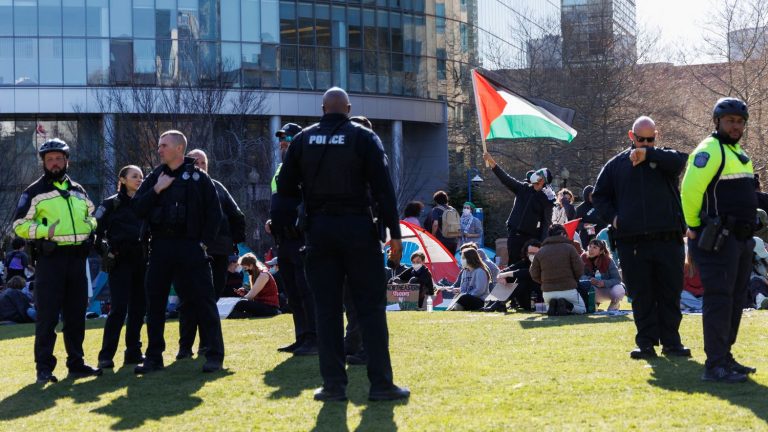 a pro-Palestinian camp evacuated at the American University of Boston, 100 people arrested