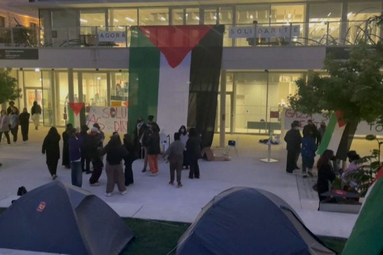 a school building again occupied by pro-Palestinian students