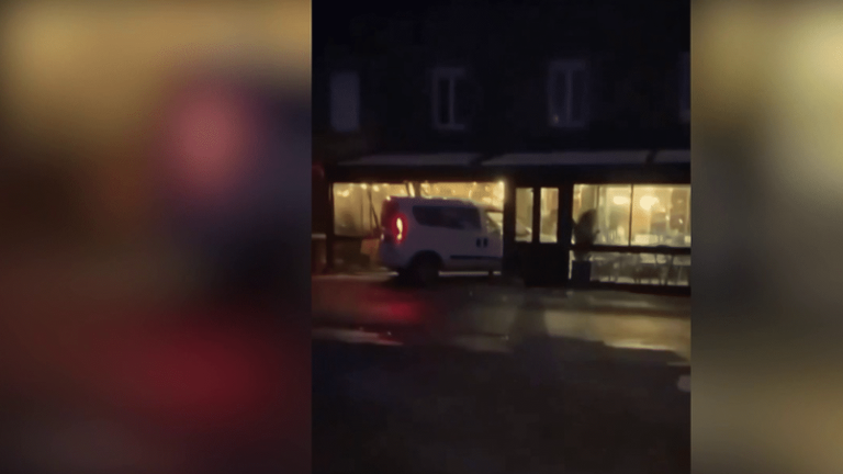 a van deliberately drives into a bar-restaurant