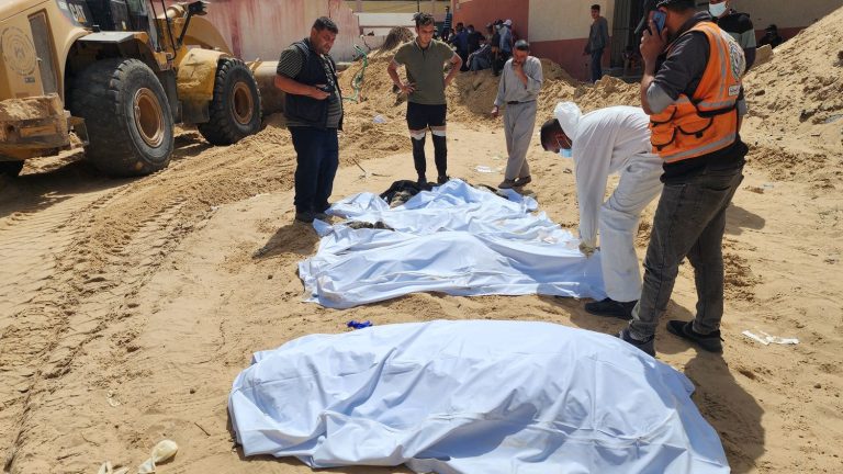 around the mass graves of al-Nasser hospital, Gazans search for the bodies of their loved ones