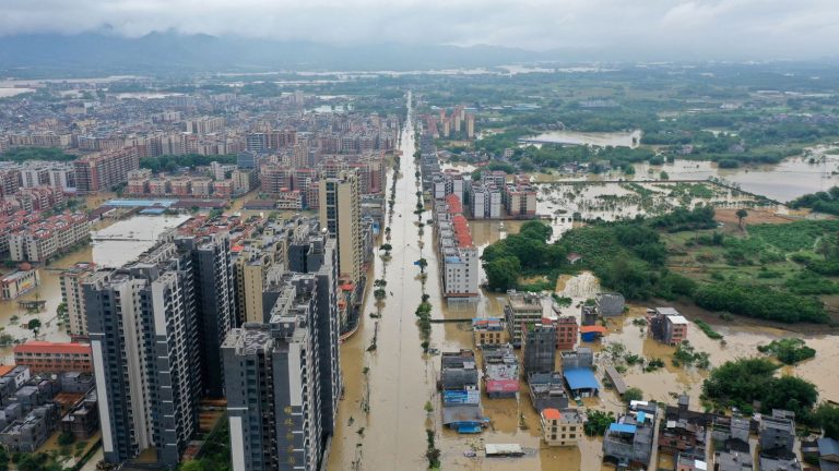 several missing and tens of thousands of people evacuated in Guangdong province