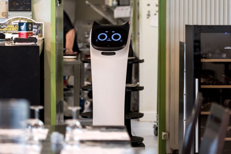 Due to lack of candidates, a French restaurateur hires a robot waiter