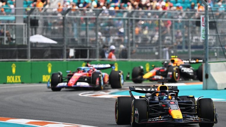 Max Verstappen wins sprint race in Miami ahead of Charles Leclerc