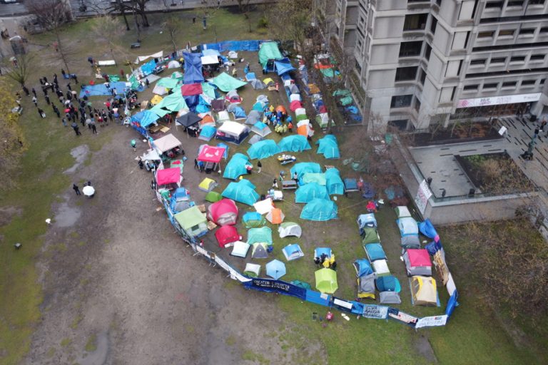 McGill University |  A fortified encampment awaiting a pro-Israeli demonstration