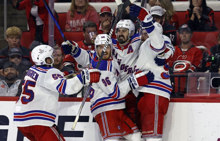 NHL: New York Rangers win 5-3 and eliminate Carolina Hurricanes to reach final four