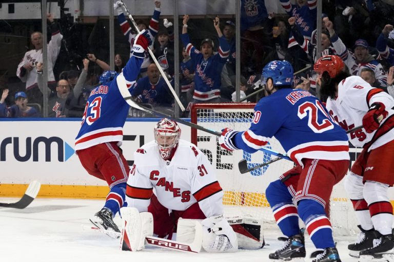 NHL playoffs |  Rangers beat Hurricanes 4-3 to win Game 1