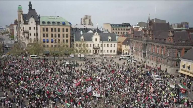 Protesters protest Israel’s participation in Eurovision