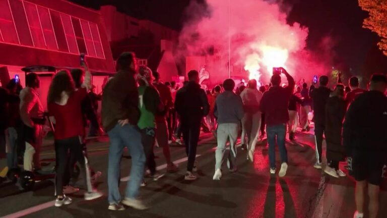 Stade Brestois supporters celebrate qualification for the Champions League