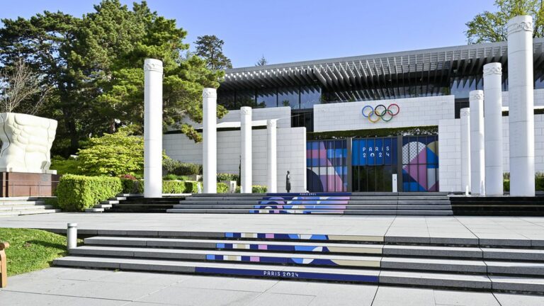 The Paris Olympics seen from the shores of Lake Geneva in Switzerland