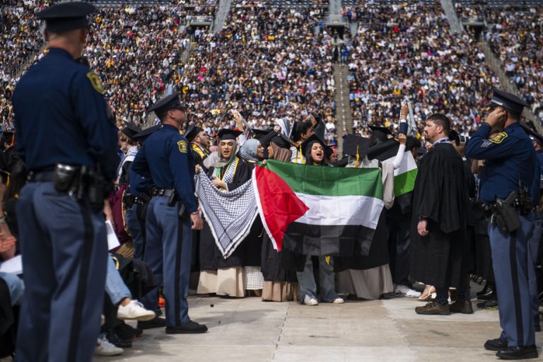 University of Michigan |  A pro-Palestinian demonstration in the middle of graduation