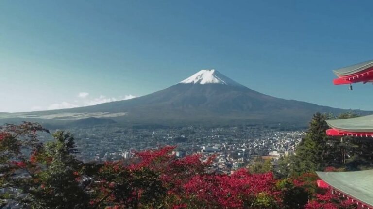 a barrier to hide Mount Fuji from tourists