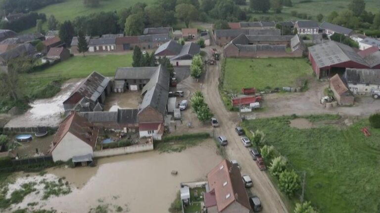 a “river of mud” crosses a village in the Somme