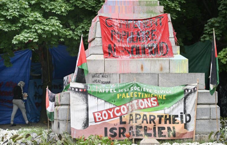 A new pro-Palestinian encampment has been set up at Victoria Square in Montreal