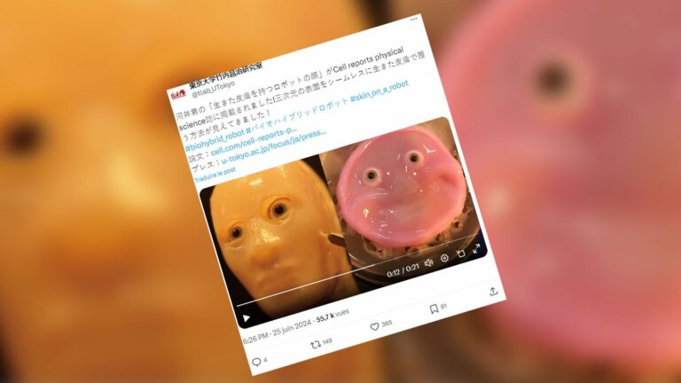 A team of researchers from the University of Tokyo develops a biohybrid robot with a face made of human skin