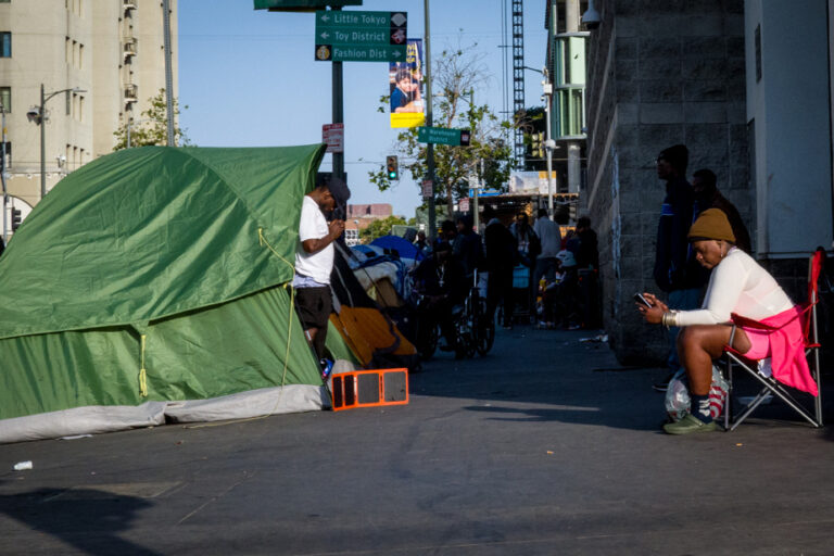 Sidewalks covered with tents