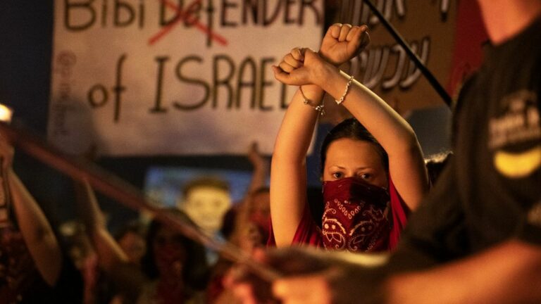 Tens of thousands of Israelis demonstrate again against Benjamin Netanyahu’s government in Tel Aviv