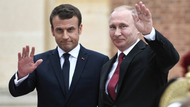 Vladimir Putin welcomes Emmanuel Macron’s troubles