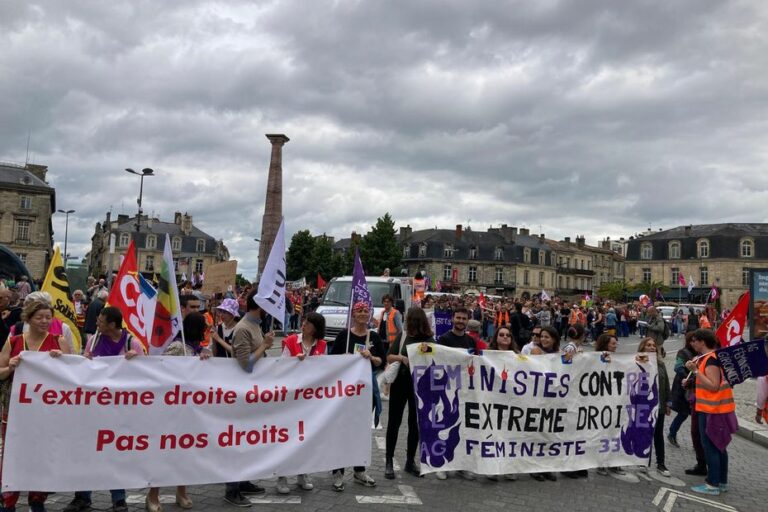 feminist marches in Bordeaux and Poitiers