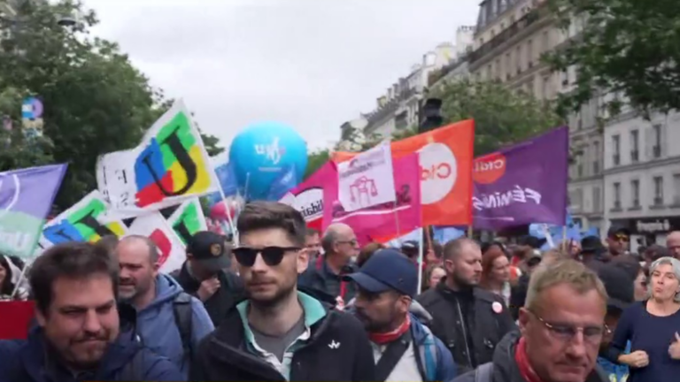 in Paris, thousands of people marched against the National Rally