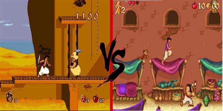 Expliquer la différence entre les jeux SNES et Genesis Aladdin