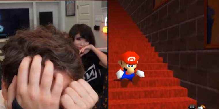 Un clip viral montre que Mizkif est scolarisé sur l’exploit de Super Mario 64 par Emiru