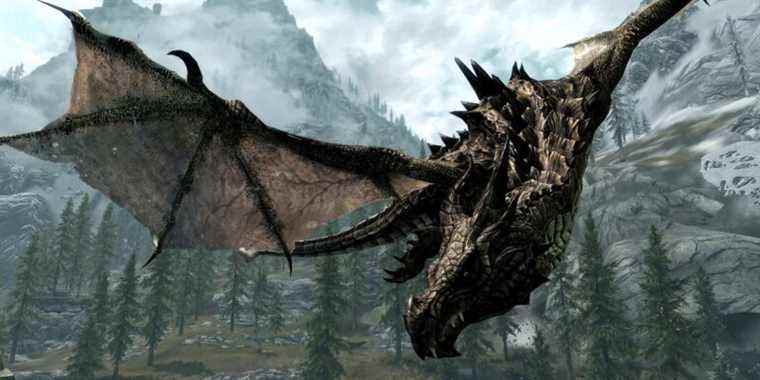 Une vidéo amusante de Skyrim montre un géant chevauchant un dragon