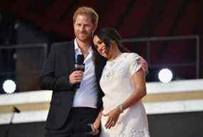 Le prince Harry et Meghan Markle prennent la parole lors du festival Global Citizen Live 2021 au Great Lawn, Central Park le 25 septembre 2021 à New York.  (Angela Weiss/AFP/Getty Images)