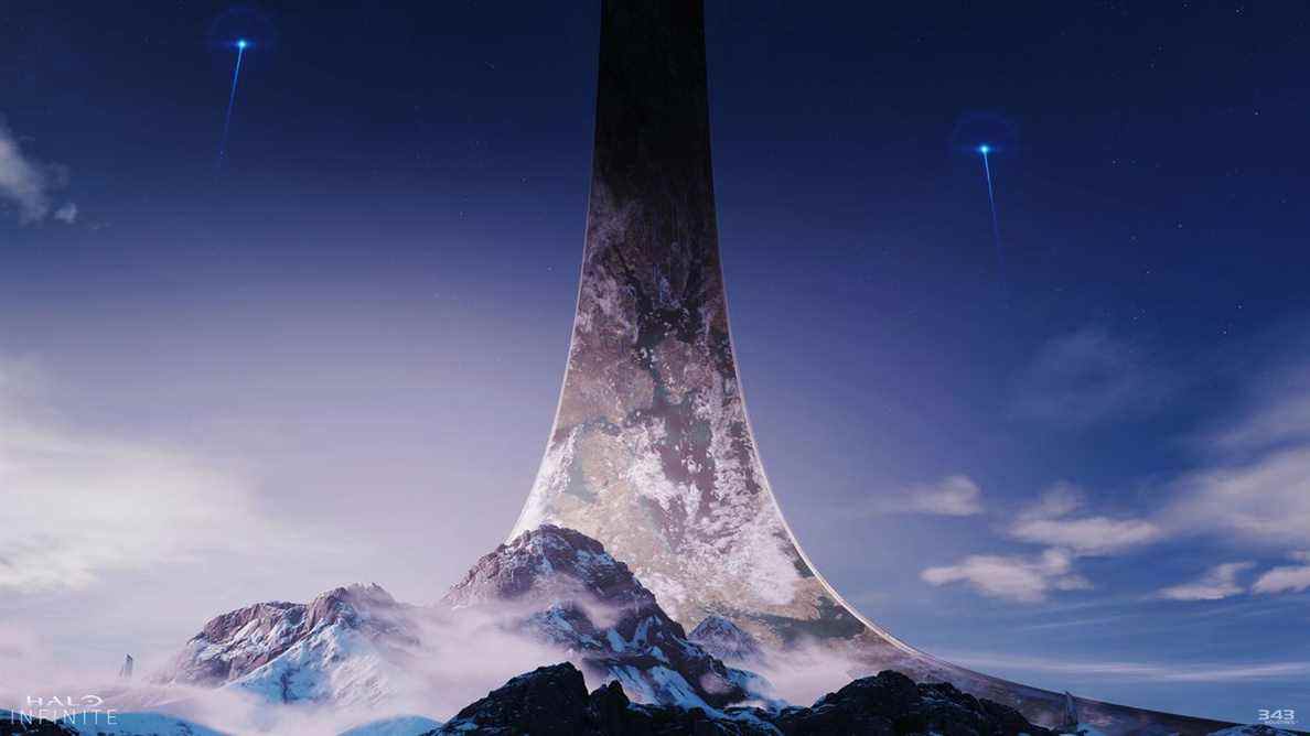 une photo de la bague Halo la nuit dans Halo Infinite