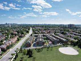 Un parkette triangulaire est prévu au centre du développement, une extension du parc Rosedale North.