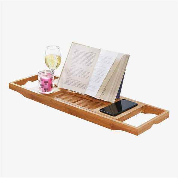 Plateau de baignoire en bambou Dozyant Caddy Table de plateau de bain en bois