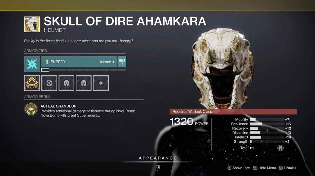 Restez en vie assez longtemps pour lancer cette Nova Bomb – et en lancer quelques autres – avec Skull of Dire Ahamkara.