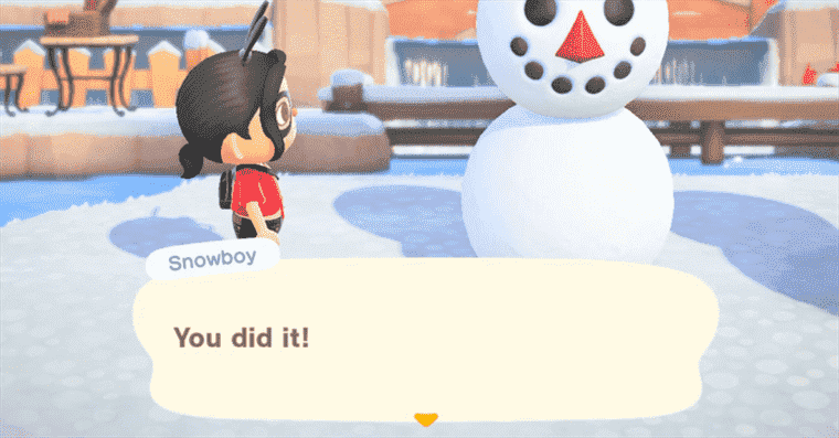 Animal Crossing: New Horizons parfait guide Snowboy et liste de recettes de bricolage
