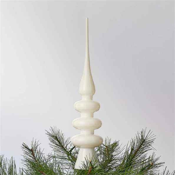 Topper de sapin de Noël en verre blanc Marla CB2