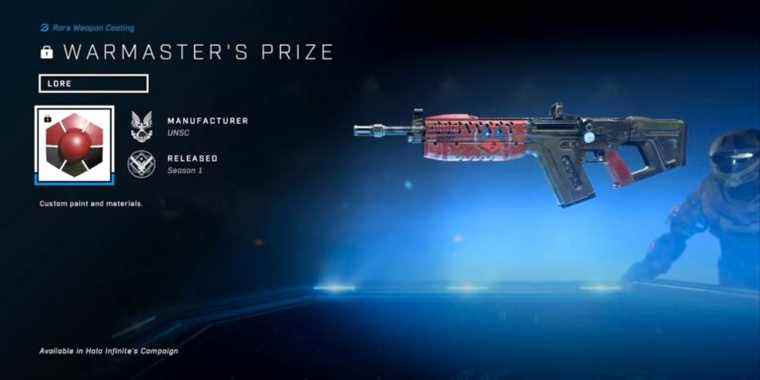 Halo Infinite: Comment obtenir le revêtement de fusil Commando Prize de Warmaster
