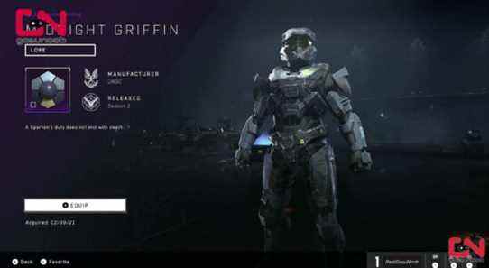 Obtenez le revêtement d'armure Midnight Griffin MKVII Halo Infinite