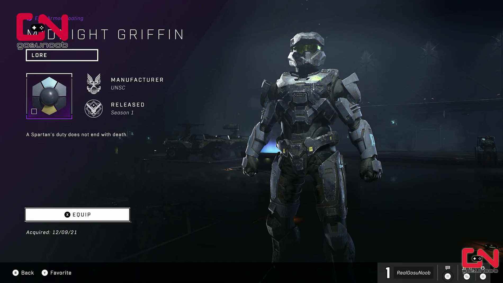 Obtenez le revêtement d'armure Midnight Griffin MKVII Halo Infinite
