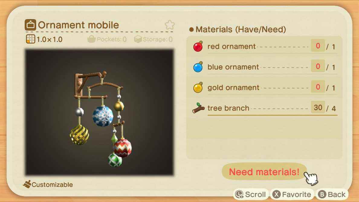 Une recette Animal Crossing pour un mobile d'ornement