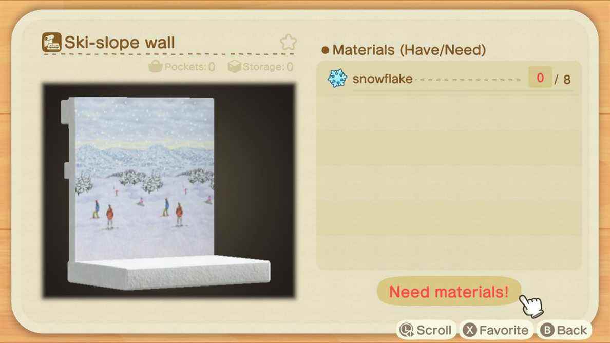 Une recette Animal Crossing pour un mur de piste de ski