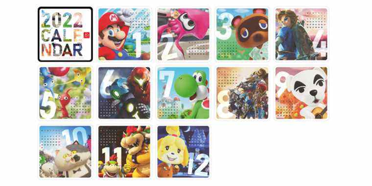 My Nintendo ajoute le calendrier 2022 en Europe
