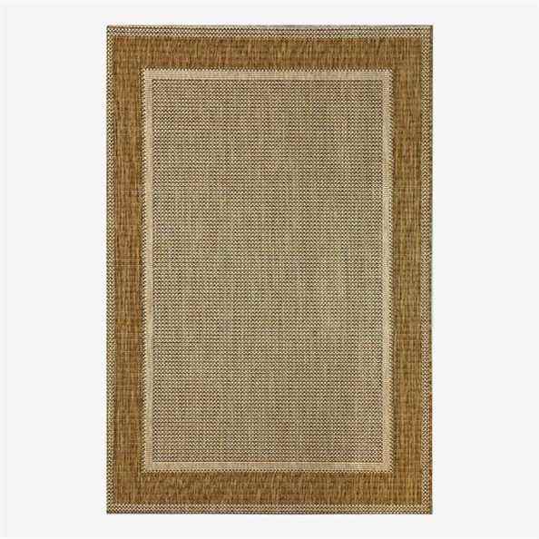 Tapis de style moderne avec bordure à tissage plat très résistant - Tapis d'intérieur ou d'extérieur pour patio/salon/salle à manger - (Beige, 120x170cm)