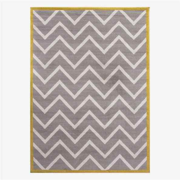 Tapis de salon design moderne Milan gris beige ocre Chevron 120 cm x 170 cm