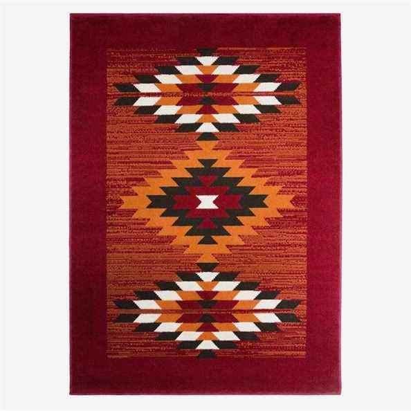 Tapis Milan Rouge, Terre Cuite, Marron & Blanc Cassé