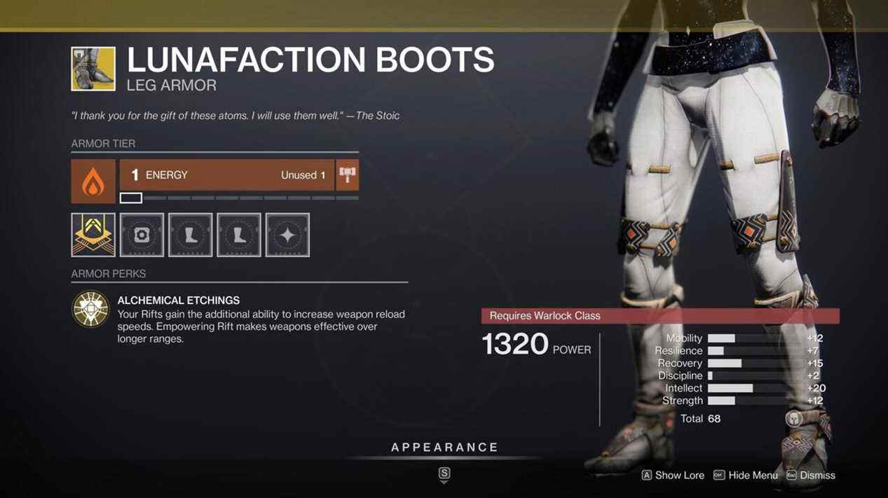 Le rouleau de Xur sur ces bottes Lunafaction en fait un incontournable.  Allez les attraper !