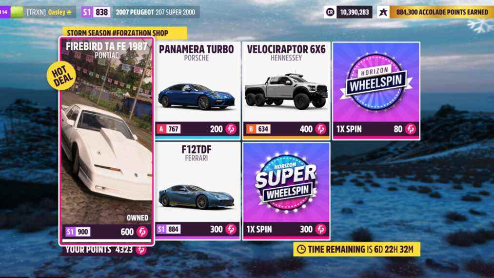 Forza Horizon 5 Série 2, Automne, Saison des tempêtes, Boutique FORZATHON