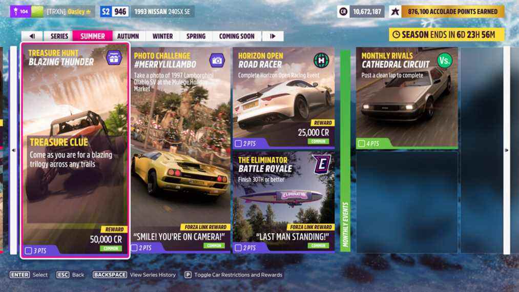 Chasse au trésor Forza Horizon 5 Blazing Thunder