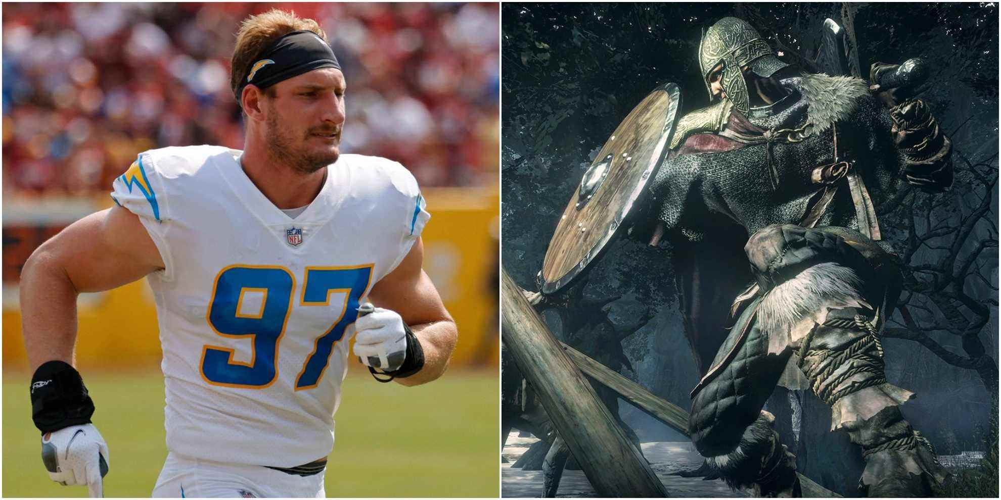 Le secondeur des LA Chargers, Joey Bosa, n'arrête pas de parler de Dark Souls pendant le match de la NFL
