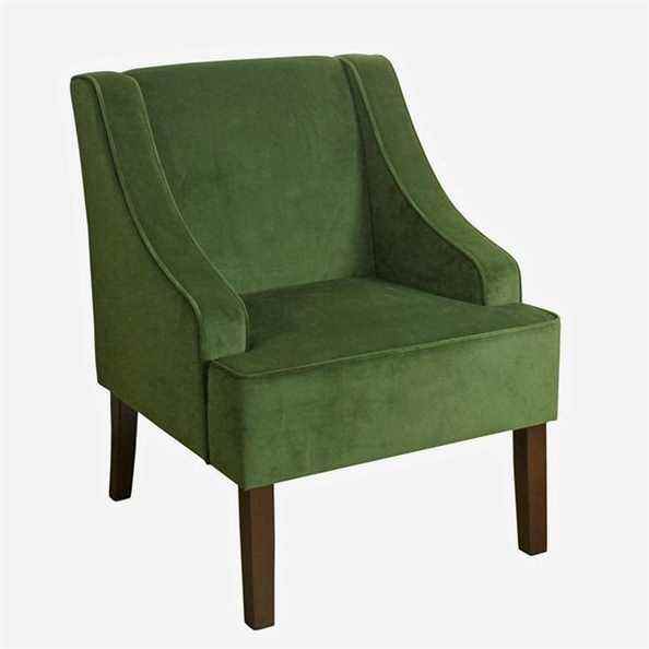 Fauteuil Swoop HomePop en Velours (Vert Foncé)