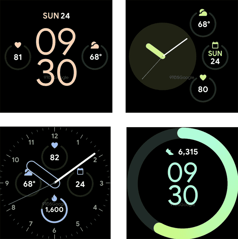 Visages possibles de la montre Pixel