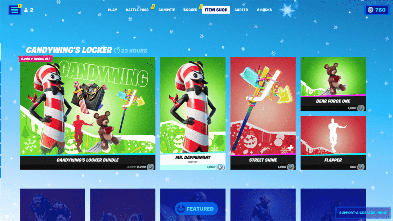 Ce qu'il y a dans la boutique d'objets Fortnite aujourd'hui - 18 décembre 2021: lot de casiers de Candywing
