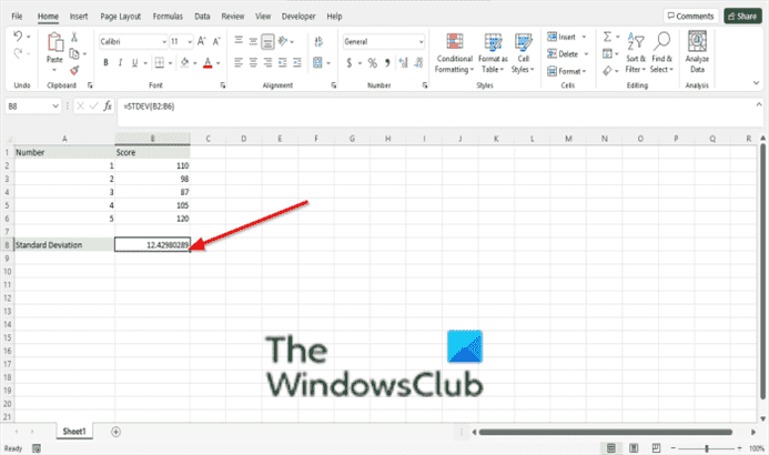 Comment utiliser la fonction STDEV (écart type) dans Excel